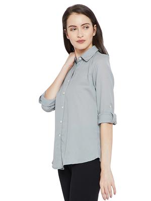 roll-up sleeved solid shirt - 15458819 - Standard Image - 2