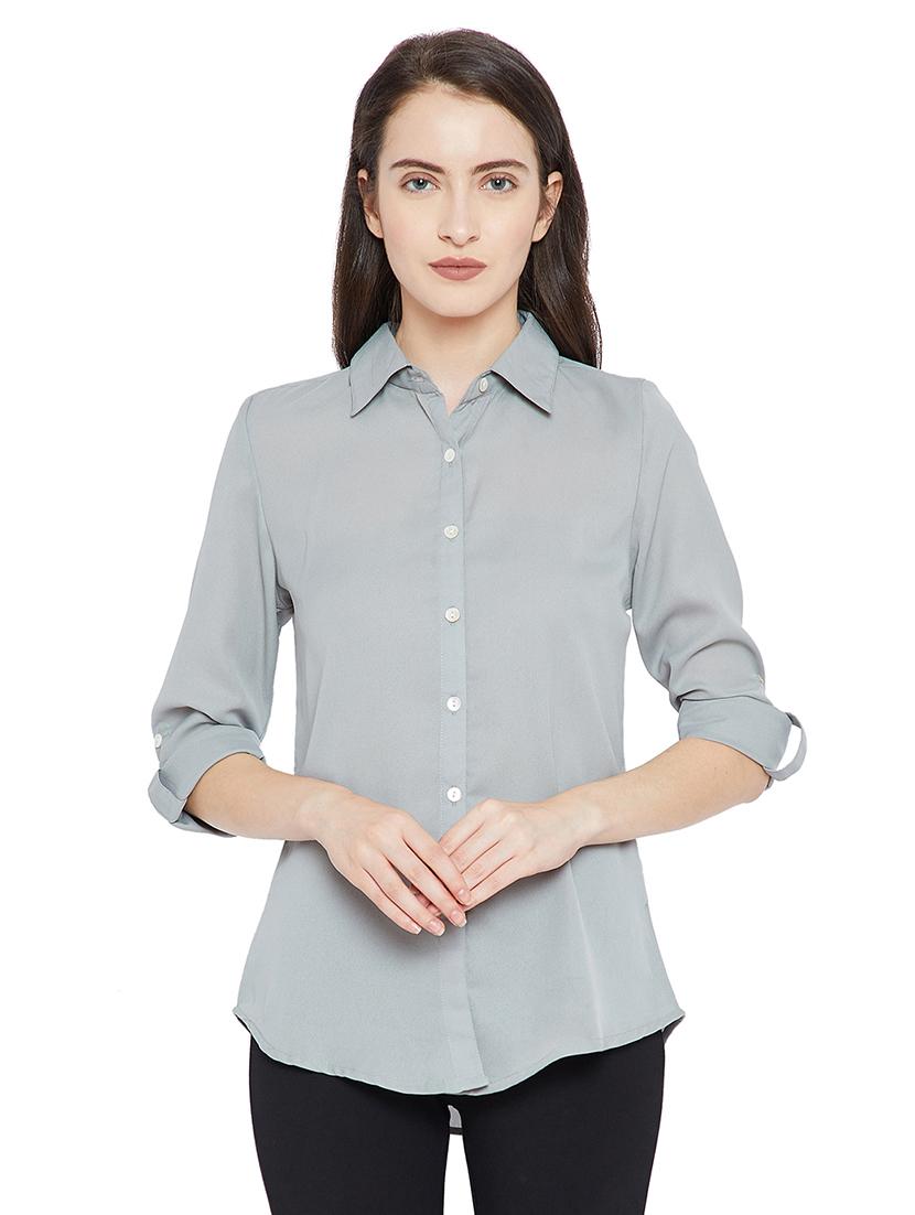 roll-up sleeved solid shirt - 15458819 - Zoom Image - 1