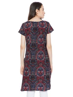 round neck printed high low tunic - 15458828 - Standard Image - 3
