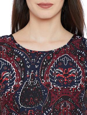 round neck printed high low tunic - 15458828 - Standard Image - 4