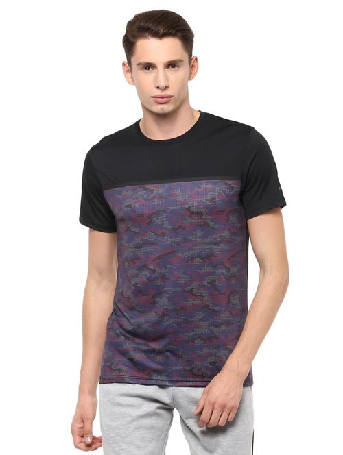 black polyester front print t-shirt - 15459013 - Standard Image - 1