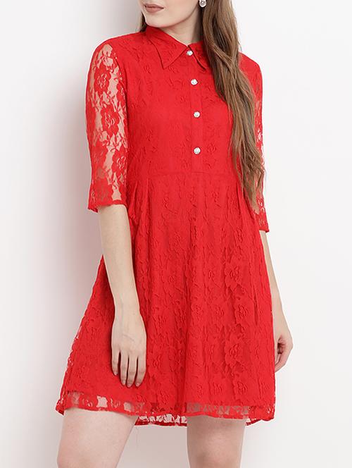 floral lace a-line dress - 15459218 - Very Small Image - 1