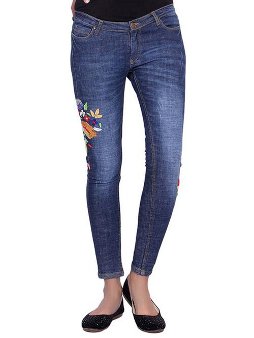 stone washed embroidered jeans - 15459463 - Standard Image - 1
