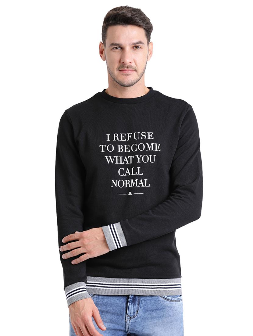 black cotton chest print sweatshirt - 15460329 - Zoom Image - 1
