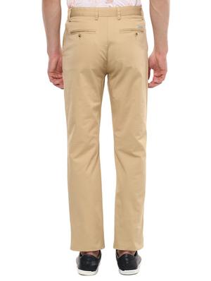 brown cotton blend flat front casual trouser - 15460831 - Standard Image - 2
