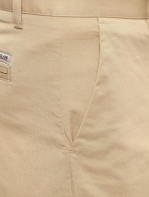 brown cotton blend flat front casual trouser - 15460831 - Standard Image - 4
