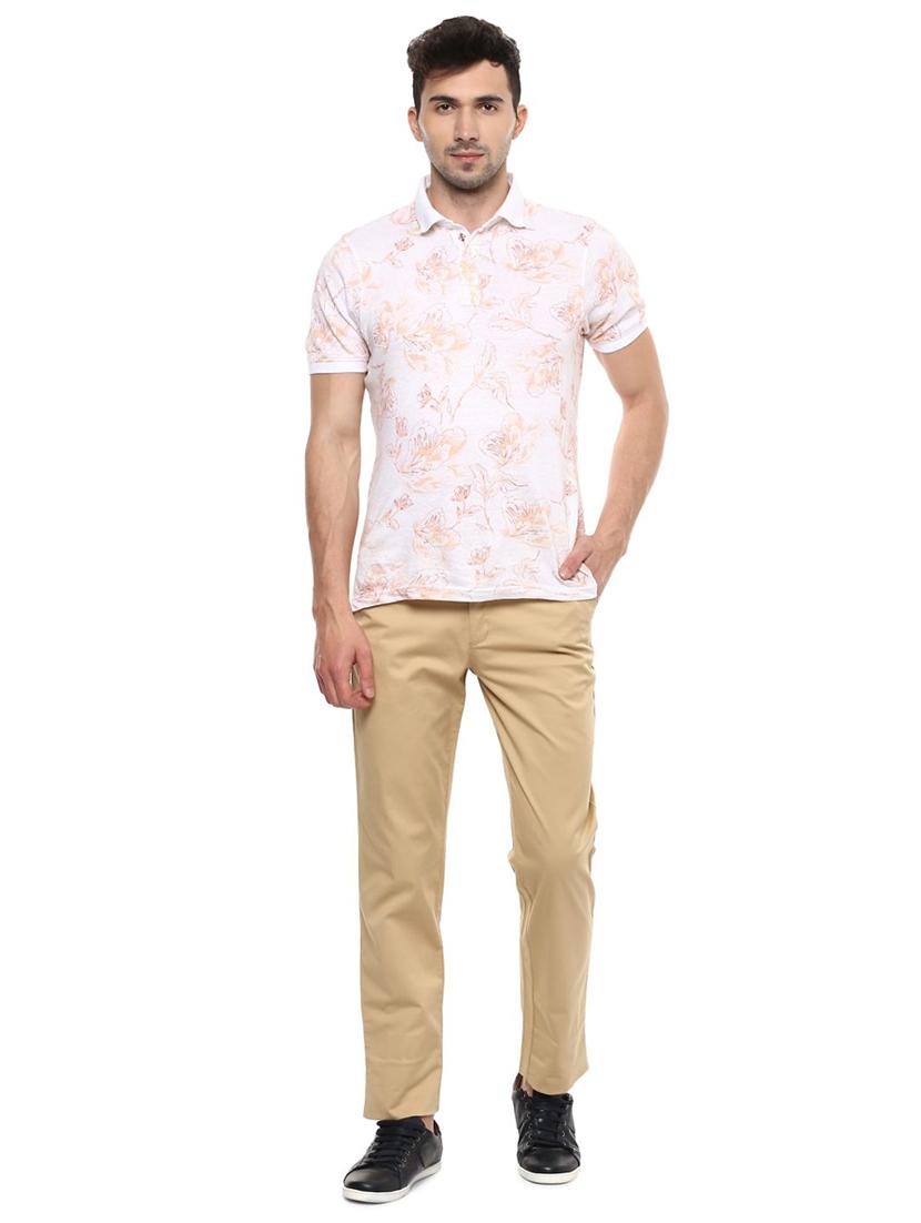 brown cotton blend flat front casual trouser - 15460831 - Zoom Image - 3