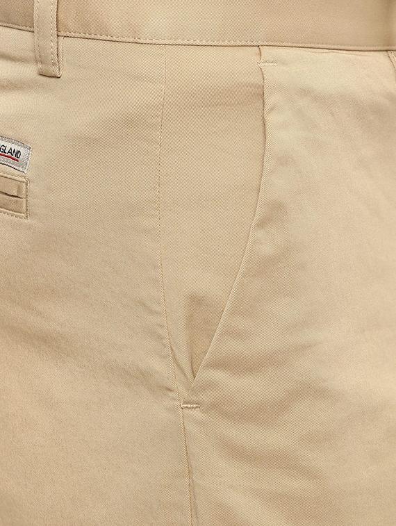 brown cotton blend flat front casual trouser - 15460831 - Zoom Image - 4