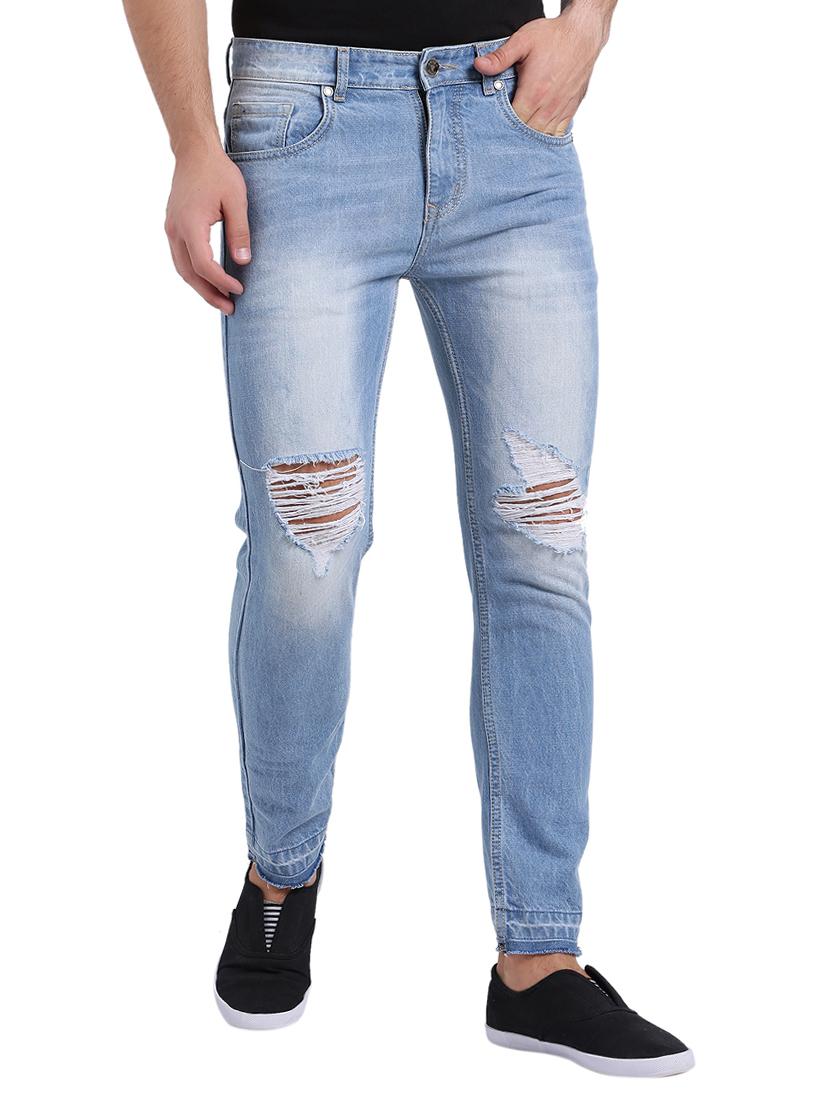 blue cotton ripped jeans - 15461081 - Zoom Image - 1