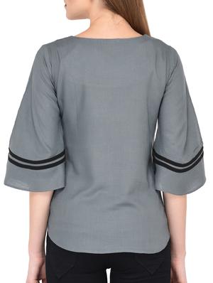 tie knot detail bell sleeved top - 15461257 - Standard Image - 3