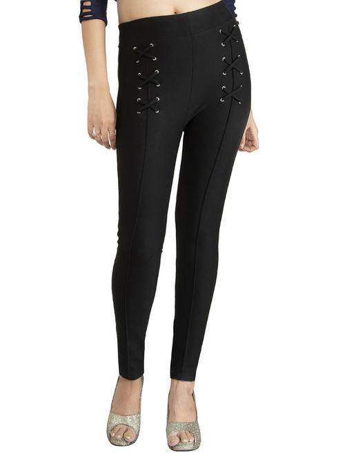 eyelet lace-up solid jegging - 15462476 - Very Small Image - 1