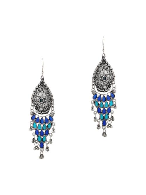 blue silver tone enamel earrings - 15462931 - Standard Image - 1