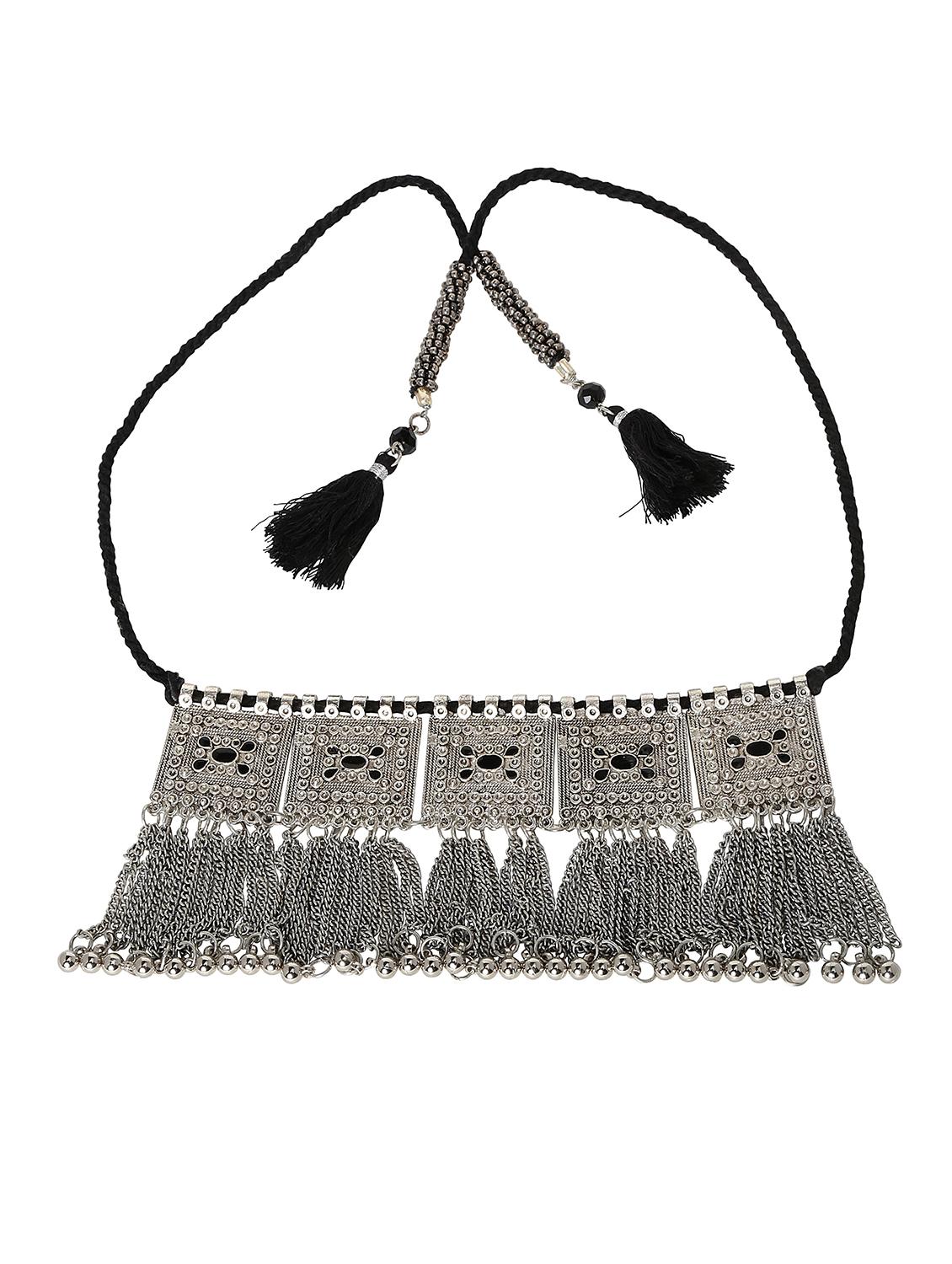 black silver tone tribal necklace - 15462972 - Zoom Image - 1
