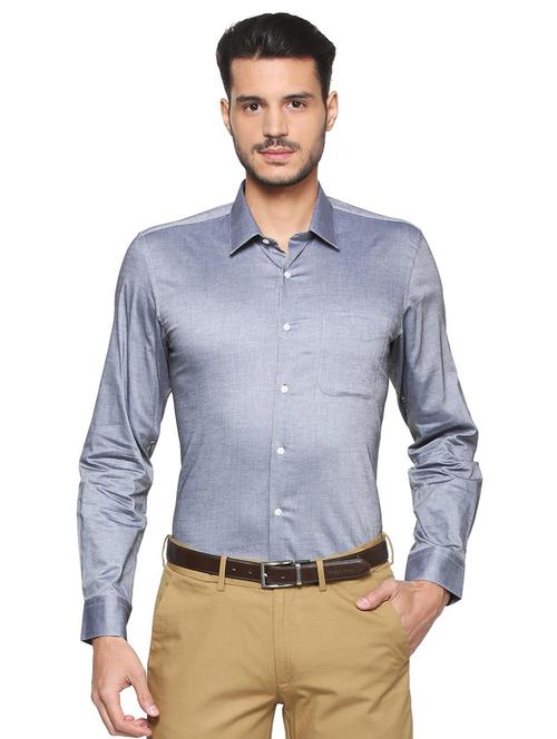 grey cotton formal shirt - 15463360 - Standard Image - 1