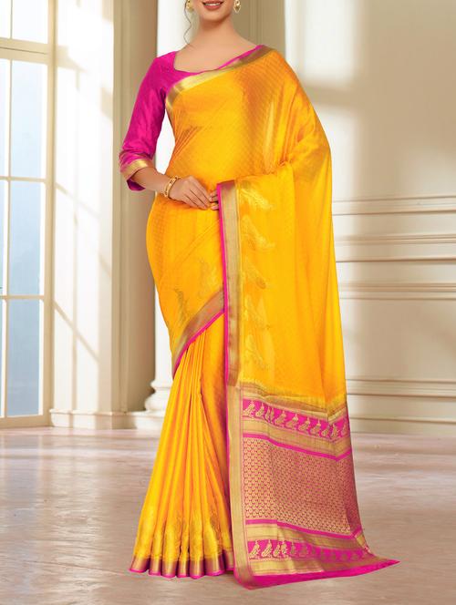 contrast paisley border woven saree with blouse - 15463979 - Standard Image - 1
