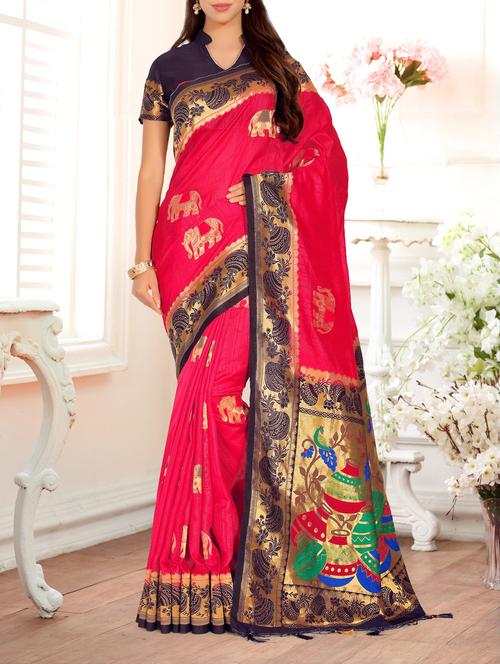 gold pallu conversational kanjivaram saree with blouse - 15464023 - Standard Image - 1