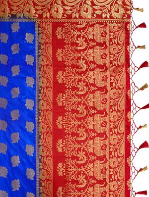 floral zari motif kanjivaram saree with blouse - 15464123 - Standard Image - 3