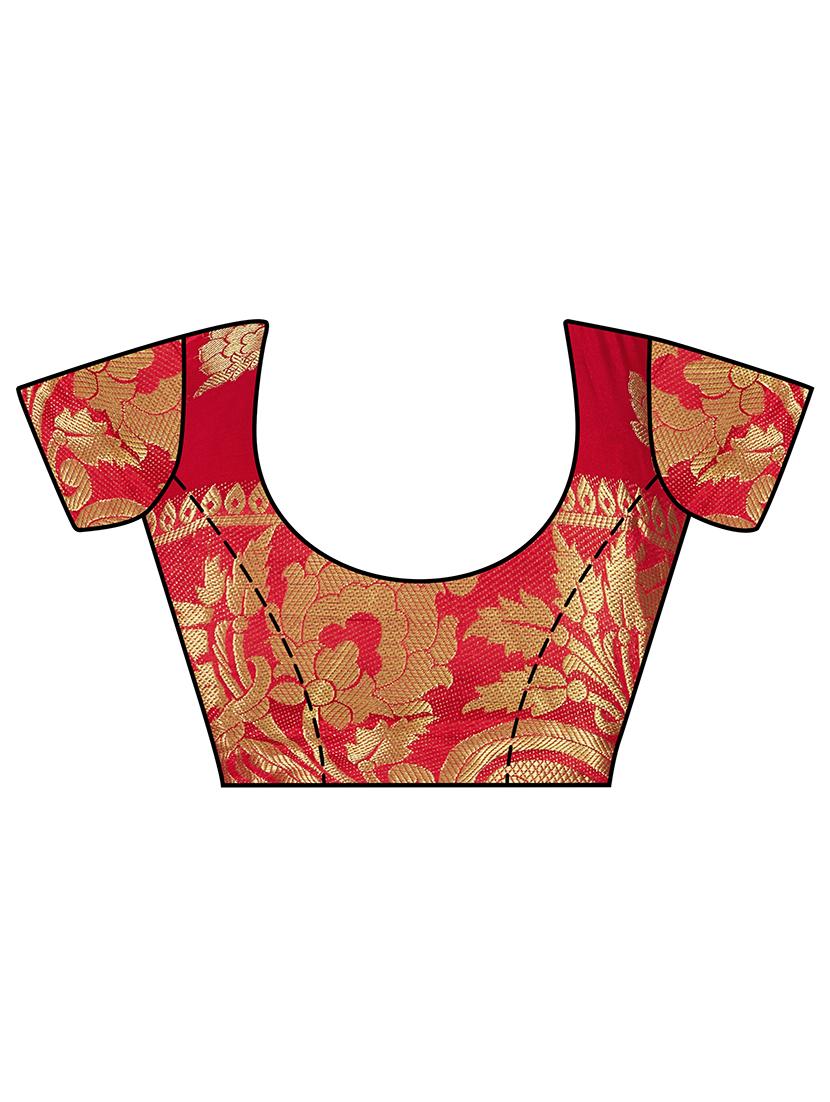 floral zari motif kanjivaram saree with blouse - 15464123 - Zoom Image - 2