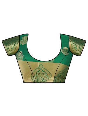 contrast border conversational kanjivaram saree with blouse - 15464172 - Standard Image - 2