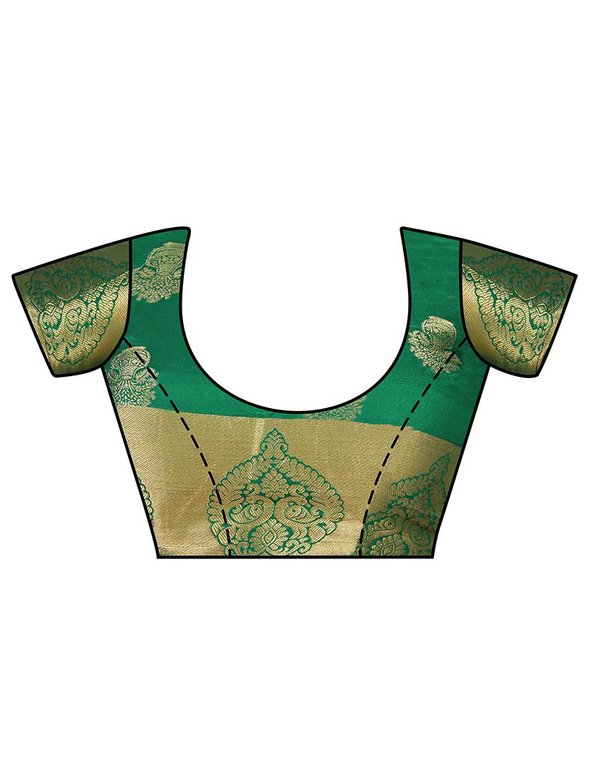 contrast border conversational kanjivaram saree with blouse - 15464172 - Zoom Image - 2