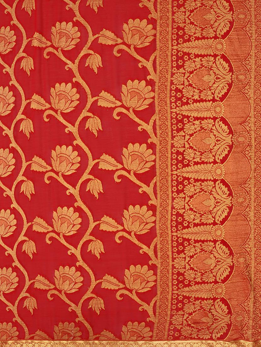 gold zari floral kanjivaram saree with blouse - 15464259 - Zoom Image - 3