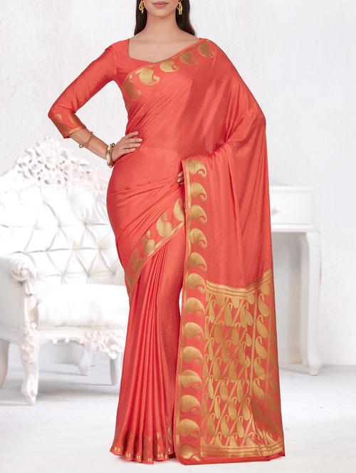 gold paisley border woven saree with blouse - 15464319 - Standard Image - 1
