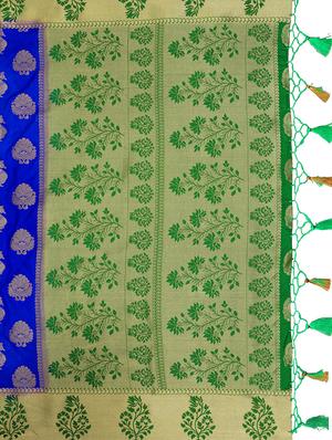 contrast border conversational kanjivaram saree with blouse - 15464353 - Standard Image - 3