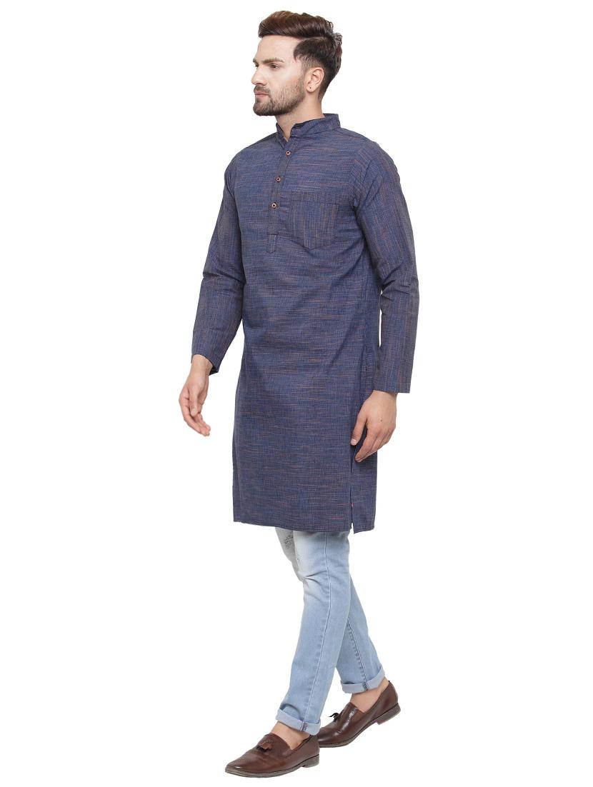 purple cotton long kurta - 15466045 - Zoom Image - 2