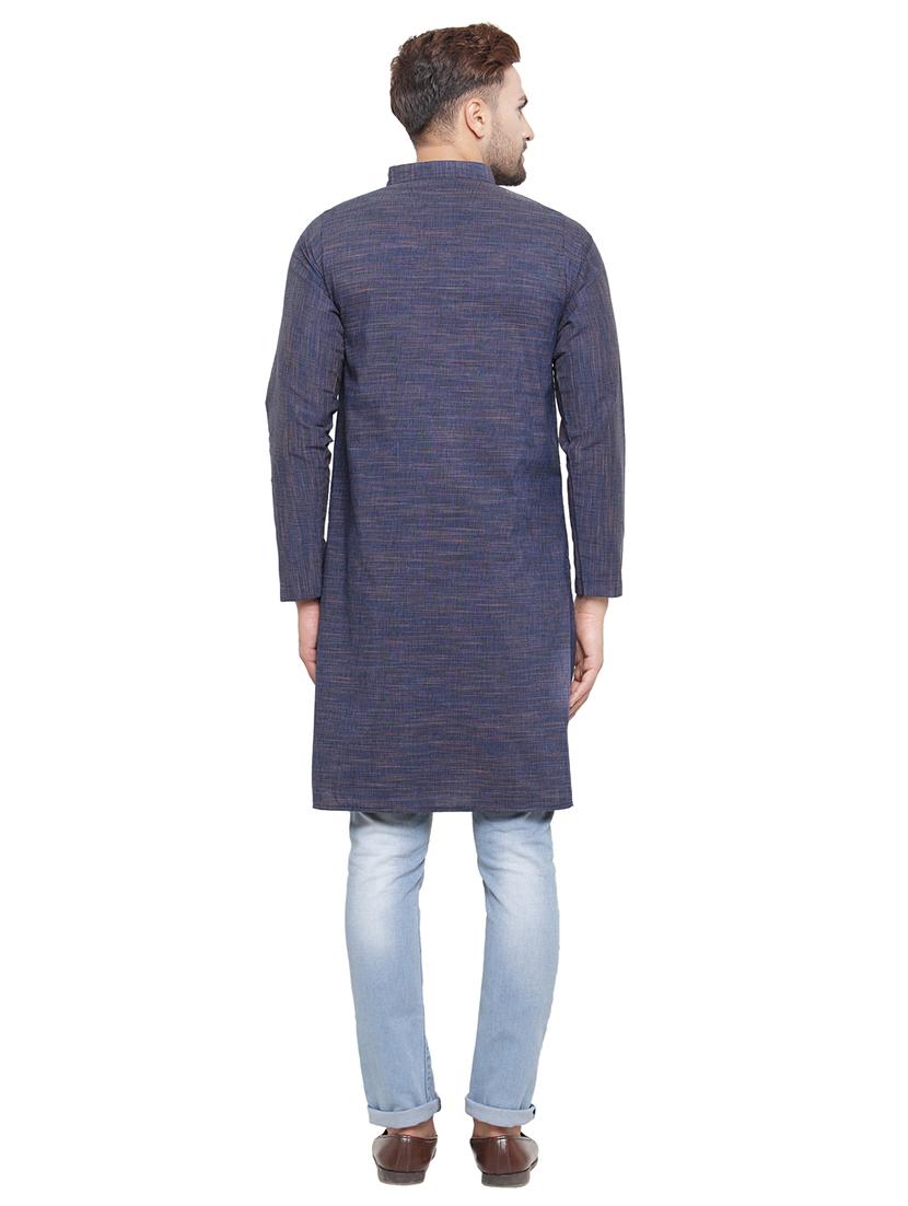 purple cotton long kurta - 15466045 - Zoom Image - 3