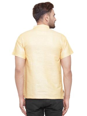 yellow cotton short kurta - 15466065 - Standard Image - 3