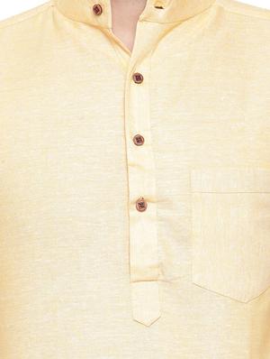 yellow cotton short kurta - 15466065 - Standard Image - 4
