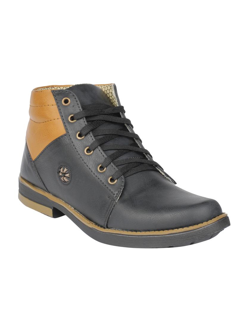 black leatherette low ankle boots - 15466682 - Zoom Image - 1