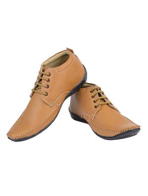 tan leatherette lace up shoes - 15466704 - Standard Image - 3
