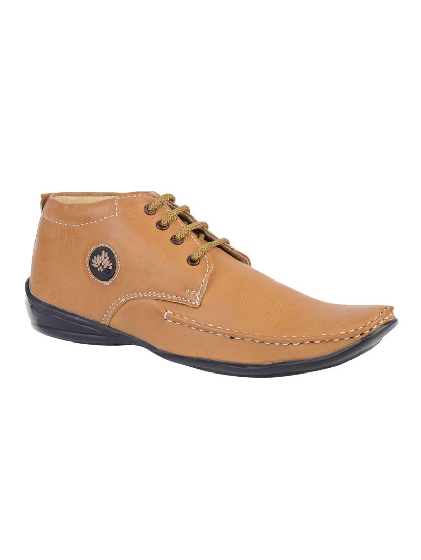 tan leatherette lace up shoes - 15466704 - Zoom Image - 1