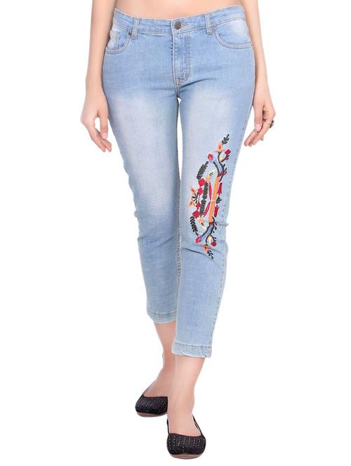 stone washed embroidered jeans - 15467196 - Standard Image - 1