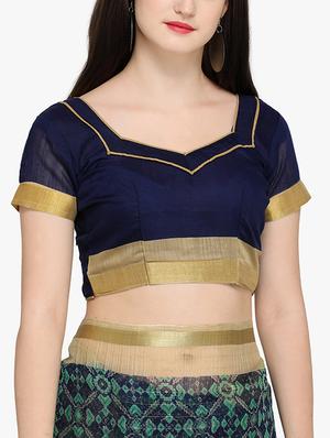 golden border printed saree with blouse - 15468615 - Standard Image - 3