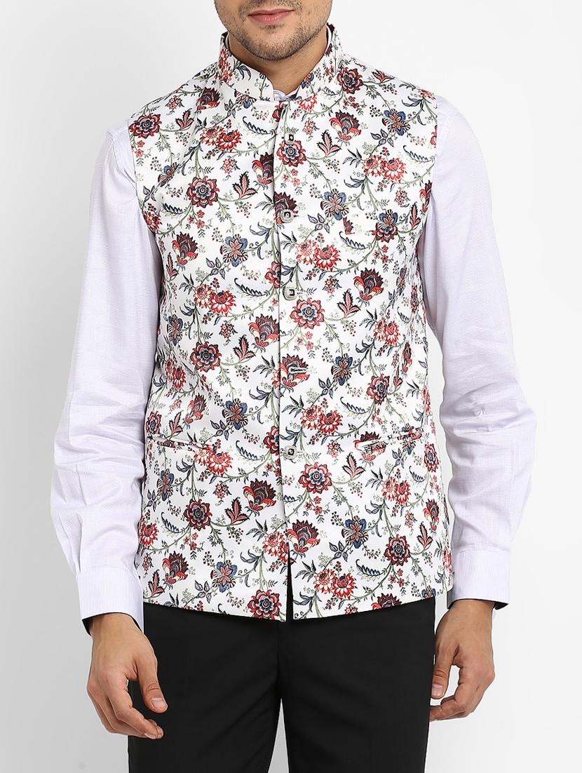 white cotton nehru jacket - 15468704 - Zoom Image - 1