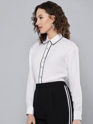 contrast piping long sleeved shirt - 15469331 - Standard Image - 2