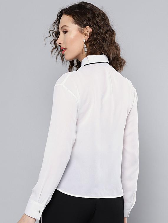 contrast piping long sleeved shirt - 15469331 - Zoom Image - 3