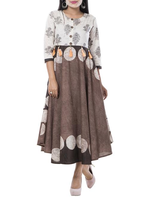 flared printed ethnic dress - 15469638 - Standard Image - 1