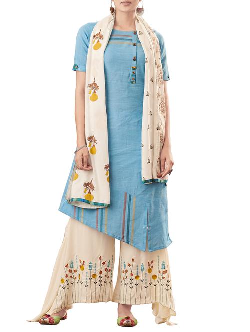 Embroidered stitched palazzo suit - 15471143 - Standard Image - 1