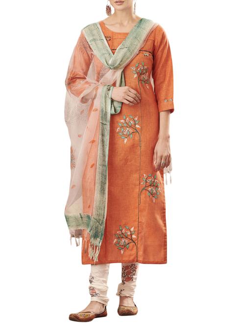 Patchwork stitched churidaar suit - 15471152 - Very Small Image - 1
