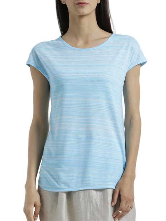 light blue cap sleeved striped top - 15471270 - Zoom Image - 1