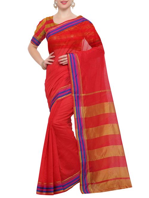 striped zari border woven saree with blouse - 15471420 - Standard Image - 1