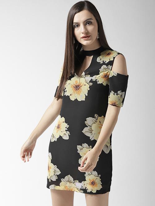 choker neck cold-shoulder floral dress - 15471512 - Standard Image - 1