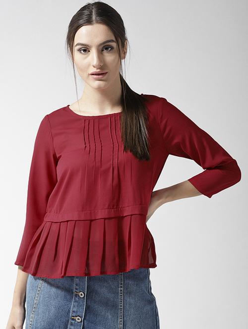 pin-tuck detail pleated top - 15471531 - Standard Image - 1