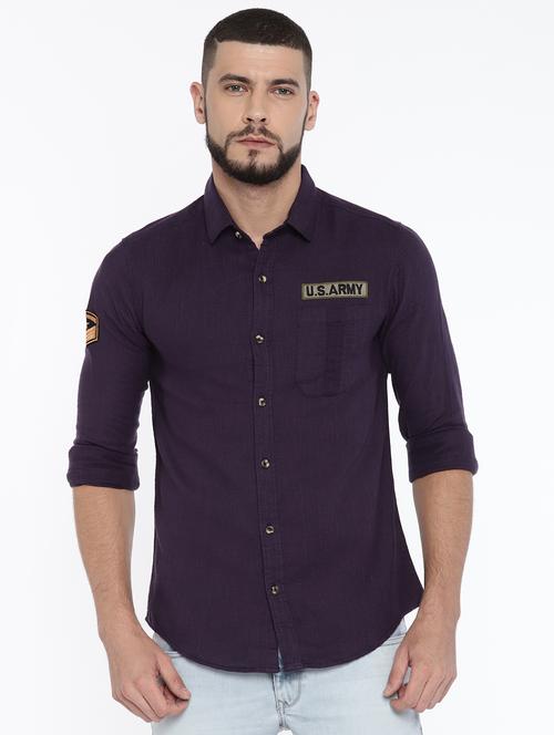 purple cotton casual shirt - 15472265 - Standard Image - 1