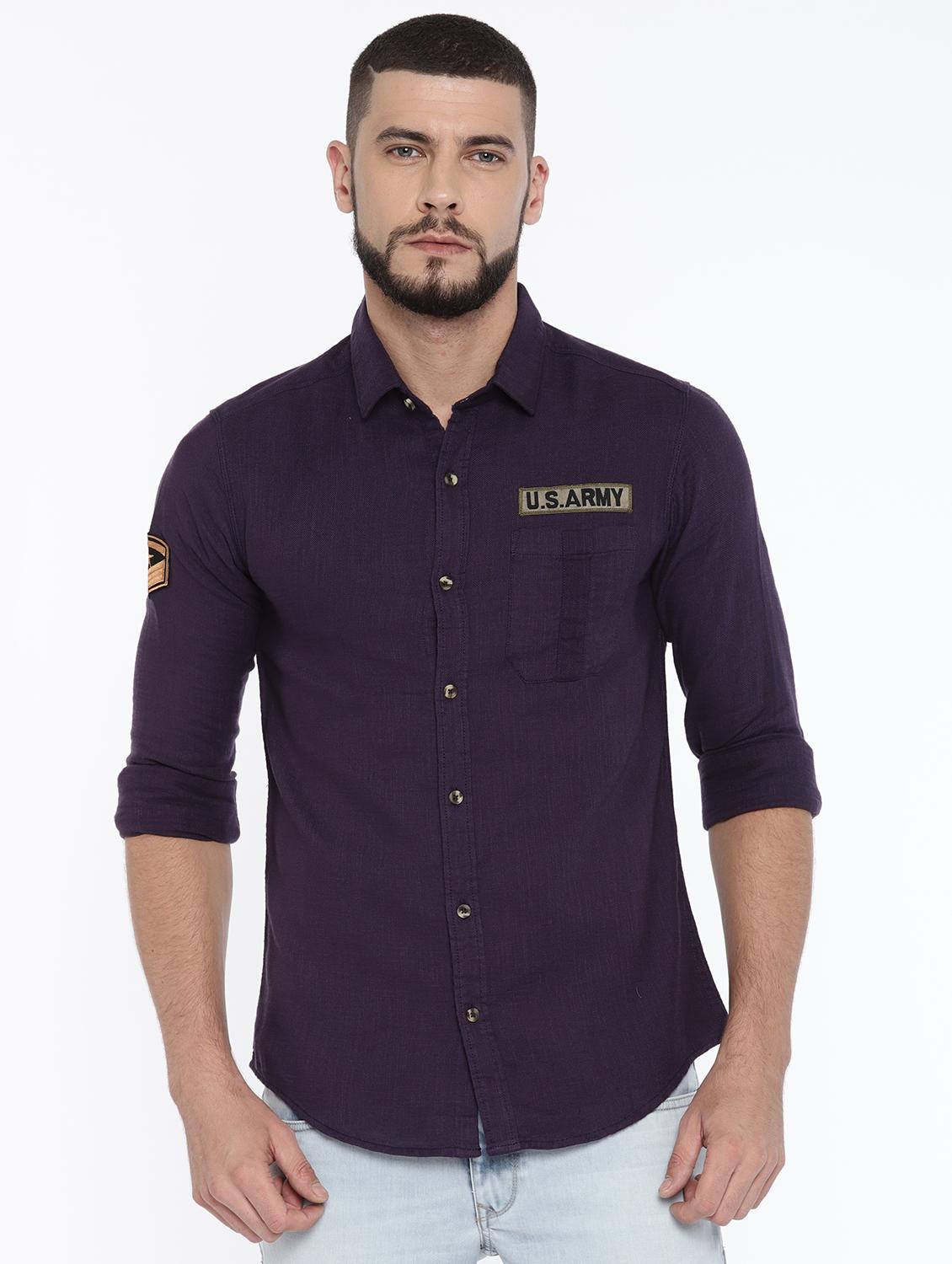 purple cotton casual shirt - 15472265 - Zoom Image - 1