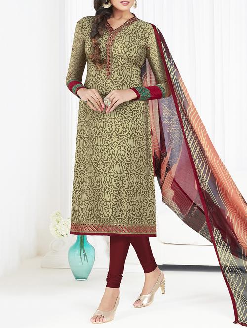 embroidered unstitched churidaar suit - 15472371 - Very Small Image - 1