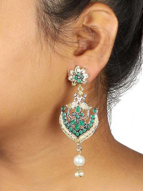 green oxidized earrings - 15472534 - Standard Image - 1